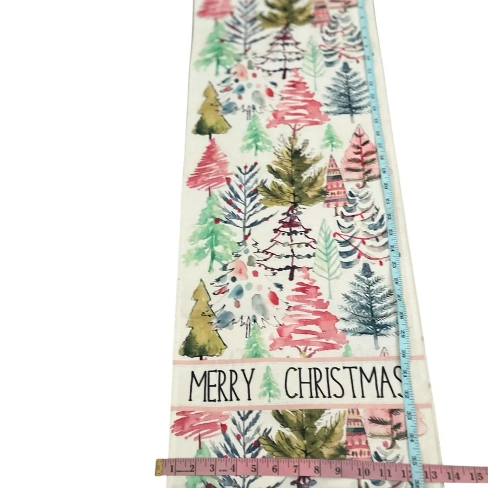 Merry Christmas Table Runner - Festive Multicolor Design